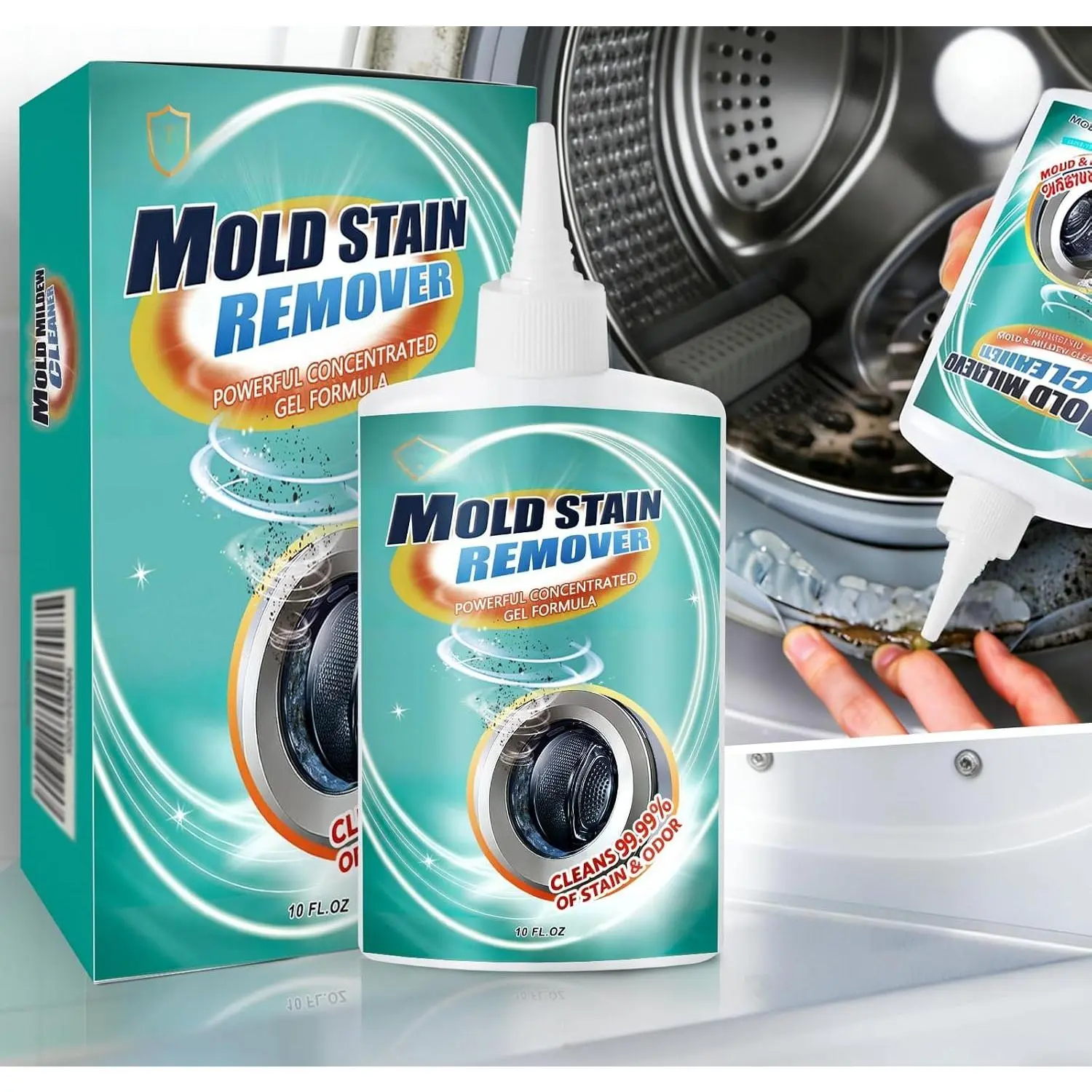 MoldStain Remover Gel, Washing Machine Seal Cleaner for Front Load Washer, Tiles Grout Cleaner Bathroom Cleaning  Kitchen Sinks Caulk Cleaning, 10 Oz