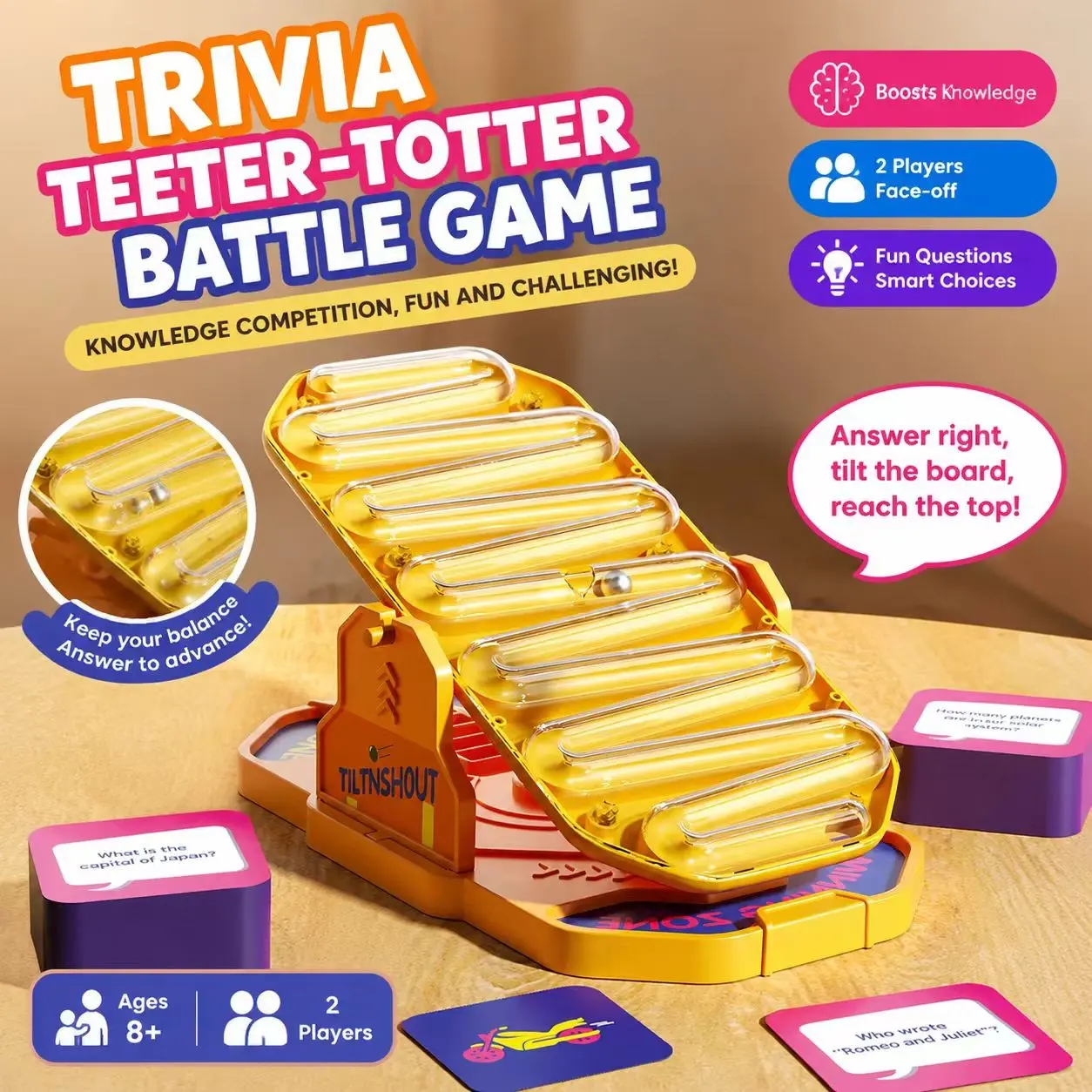 Seesaw Battle Quiz Board Game Toy, Interactive Family Fun Activity, Educational Entertainment for Kids & Adults, Perfect Gift Idea