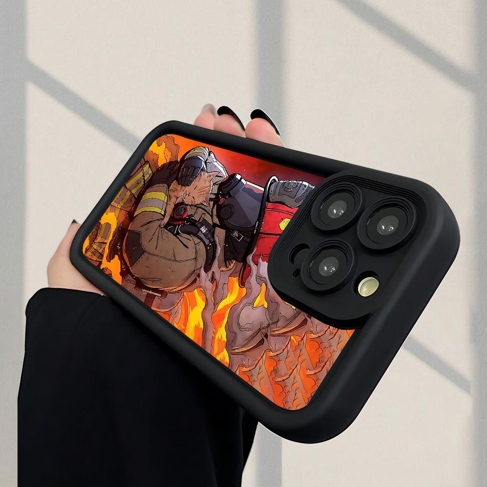 Phone case: Firefighters And Kittens Pattern Fashionable and Popular Shock-Proof Anti-Fingerprint Full Coverage Thick Protective Phone Soft Case Compatible with iPhone 17 E Air Pro ProMax iPhone16 15 14 Plus 13 12 Mini 11 X XS XR