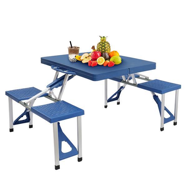 One-piece Portable Folding Table with Stool for Camping Picnics, All-in-One Compact Design Lightweight & Foldable Suitcase Style