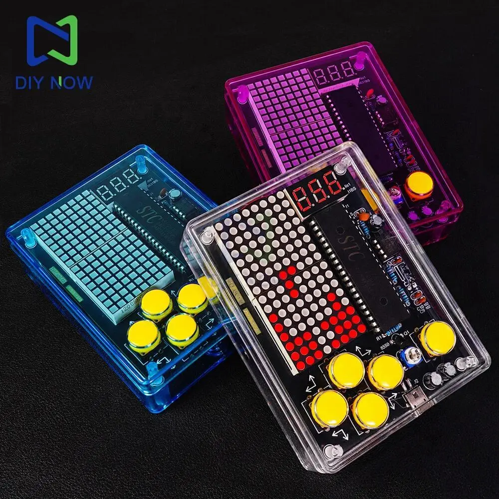 7 Pixel Game Console Electronic DIY kits Muyu Handheld 51 Single-Chip Computer DIY Welding Practice Parts Micro USB