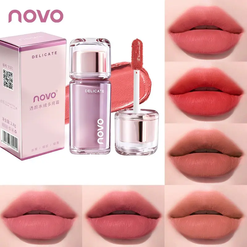 NOVO Matte Multi-Use Tint Cream Lip & Cheek Lightweight Long Lasting Velvet Lip Mud Blush