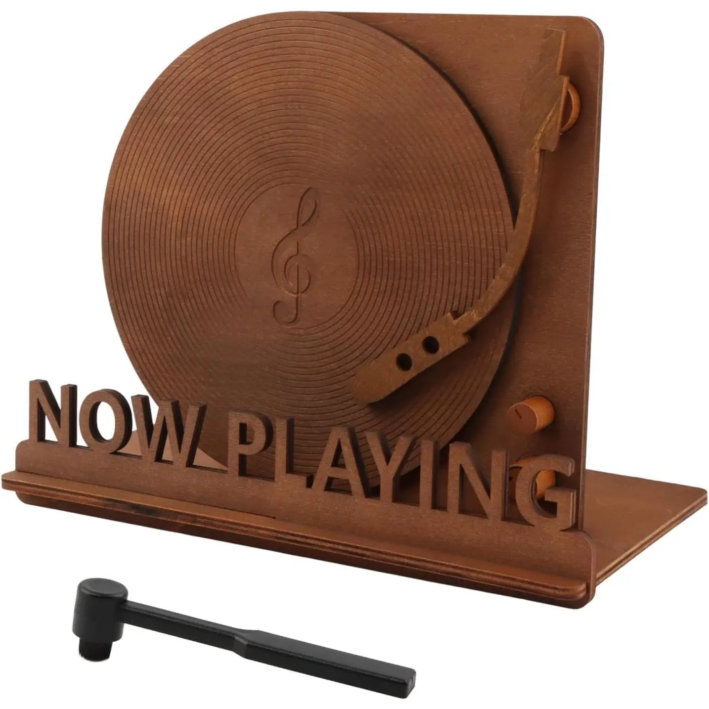 Now Playing Vinyl Record Stand, Tabletop Wooden Record Display Holder, Spinning Vinyl Organizer for Albums Magazine Rack Magazine for Living Room, Bedroom Decor
