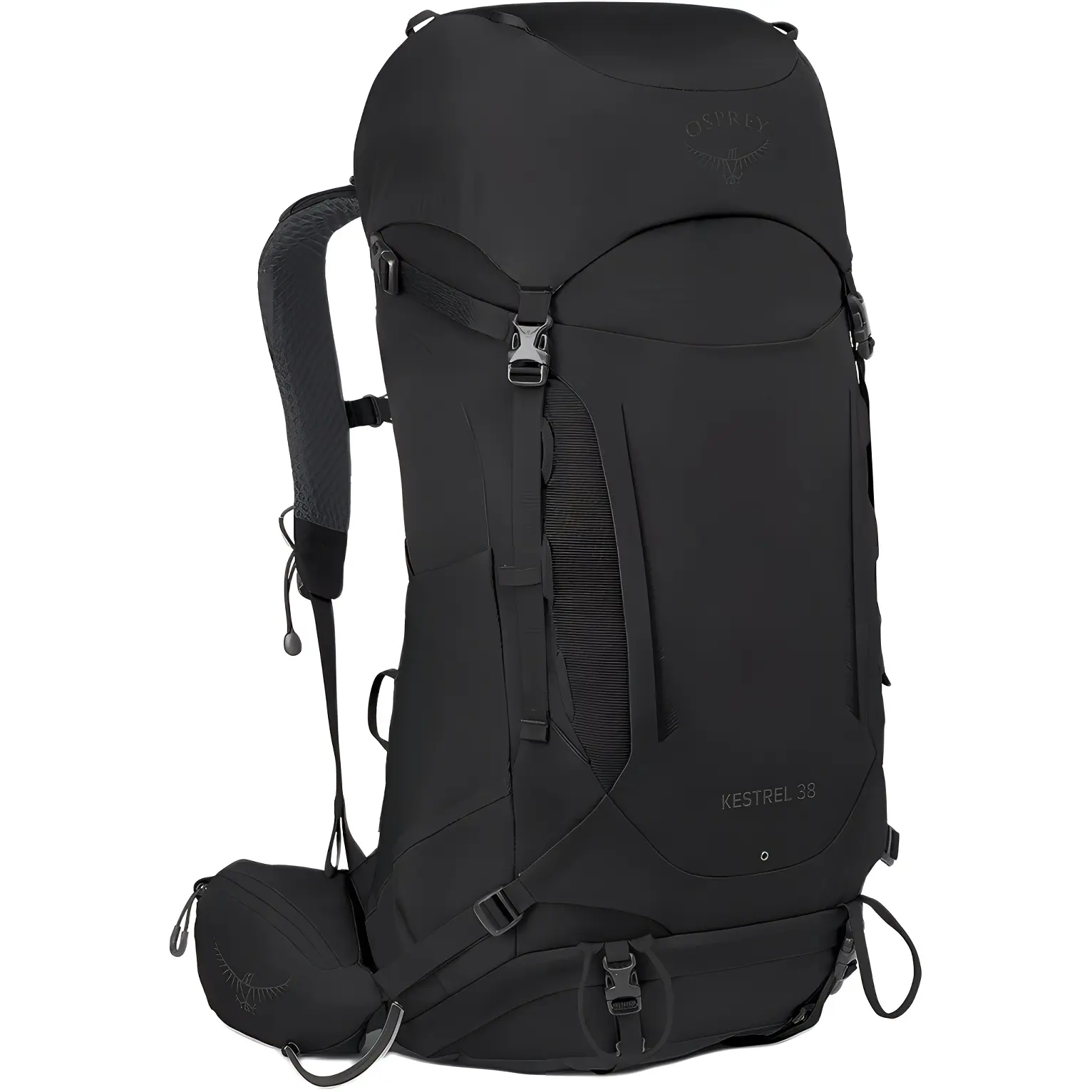 Osprey Kestrel 38L Backpack – Men’s Outdoor Hiking Bag, Solid Black, Recycled Nylon
