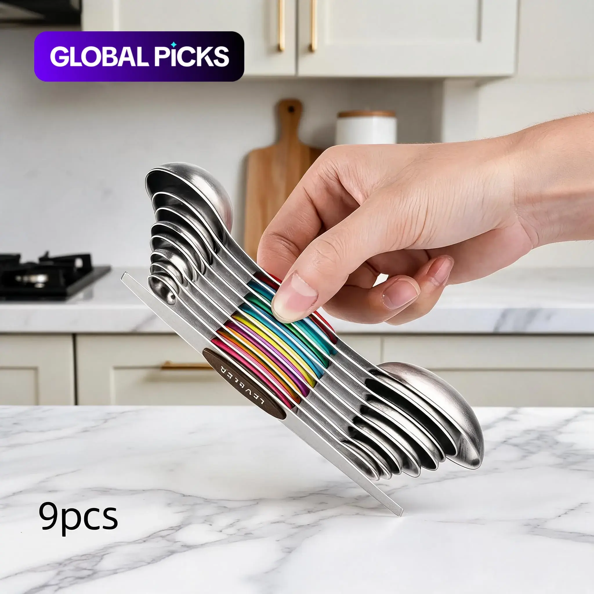 Stainless Steel Magnetic Measuring Spoon Set, Food Measuring Tool, Double-Ended Precision Measuring Spoons Stainless Steel, Metal Measuring Spoons Kitchen Utensils for Coffee & Baking, Food-Grade Home Cooking Gadgets #GLOBAL PICKS