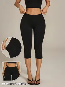 Tight-Fitting Seven-Eighth Leggings, High Waist Elastic Tight Pants, Casual Style, Apple Body Friendly Fit, All-Season Wear