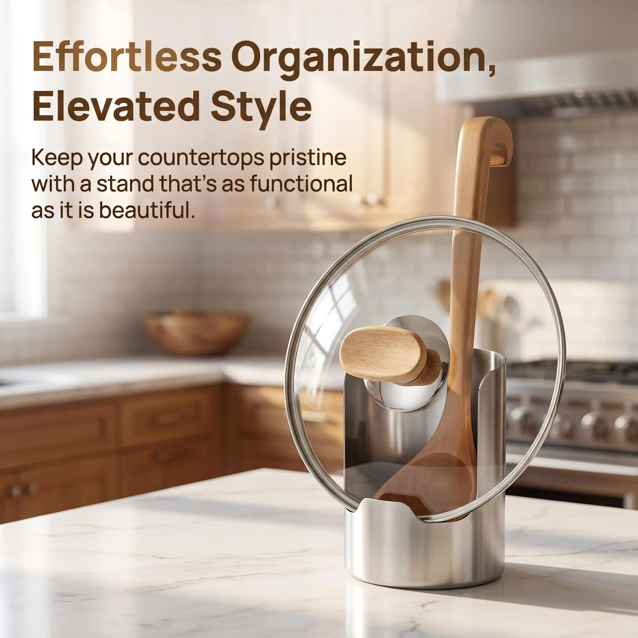 Stainless Steel Kitchenware Utensil Holder with Multi-Use Slots, Smooth Finish, Countertop-Sized Design, Cutlery & Tableware Organizer for Pot Lids, Cutting Boards, Spoons, Chopsticks