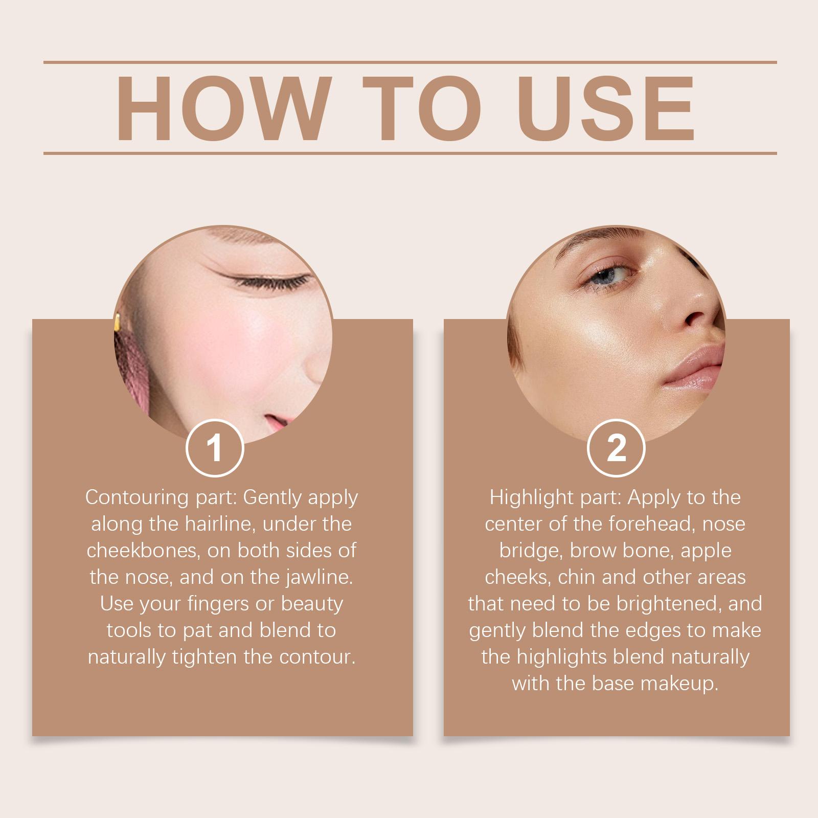 zephoco Natural Color + Light Brown 2-in-1 Contour and Highlight Stick Convenient Dual-Head Design Contour Highlight Stick