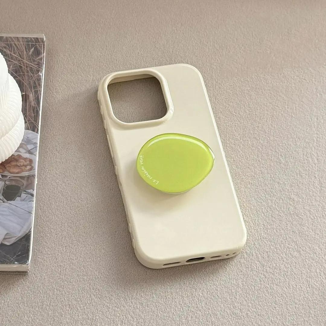 Korean Style Simple Solid Colors With Phone Holder Stand Case For iPhone 17 16 15 14 13 12 Pro Max Shockproof Protective Cover﻿