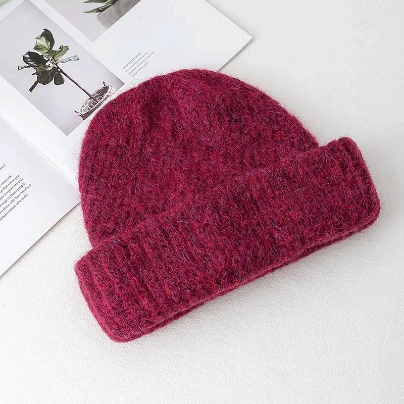 New Style Winter Warm Solid Color Slouchy Winter Hats Beanie Cap Y2k Warm Cap For Women Cap Winter Outdoor Knitted Girl Hats