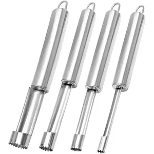 4 Piece Multi-Functional Pitting Tool Set, Stainless Steel Fruit and Vegetable Core Remover, Ideal for Apples, Cherries, Home Kitchen Use