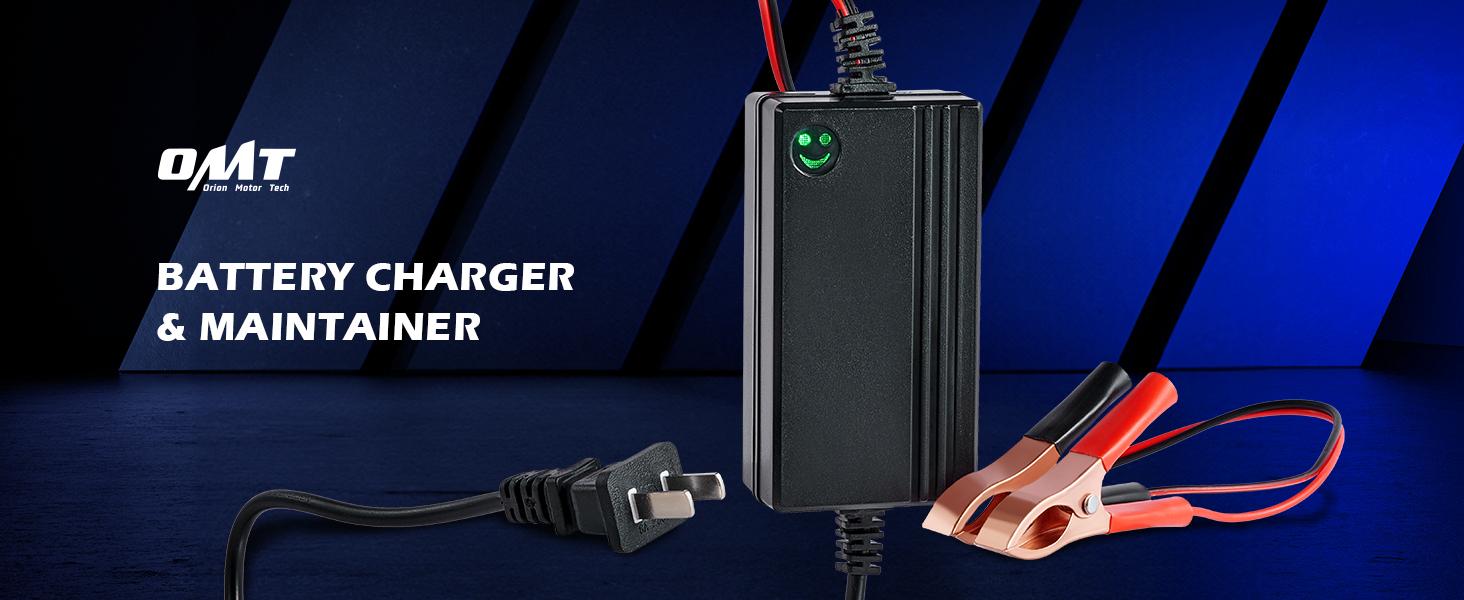 Orion Motor Tech 1/2PC 12V Battery Charger and Maintainer, Trickle Charger for Charging Boats Motorcycles ATVs Riding Mowers & Car Truck SUV RV Maintenance ,Repair tool kit,Home car repair, Limited Time Deal
