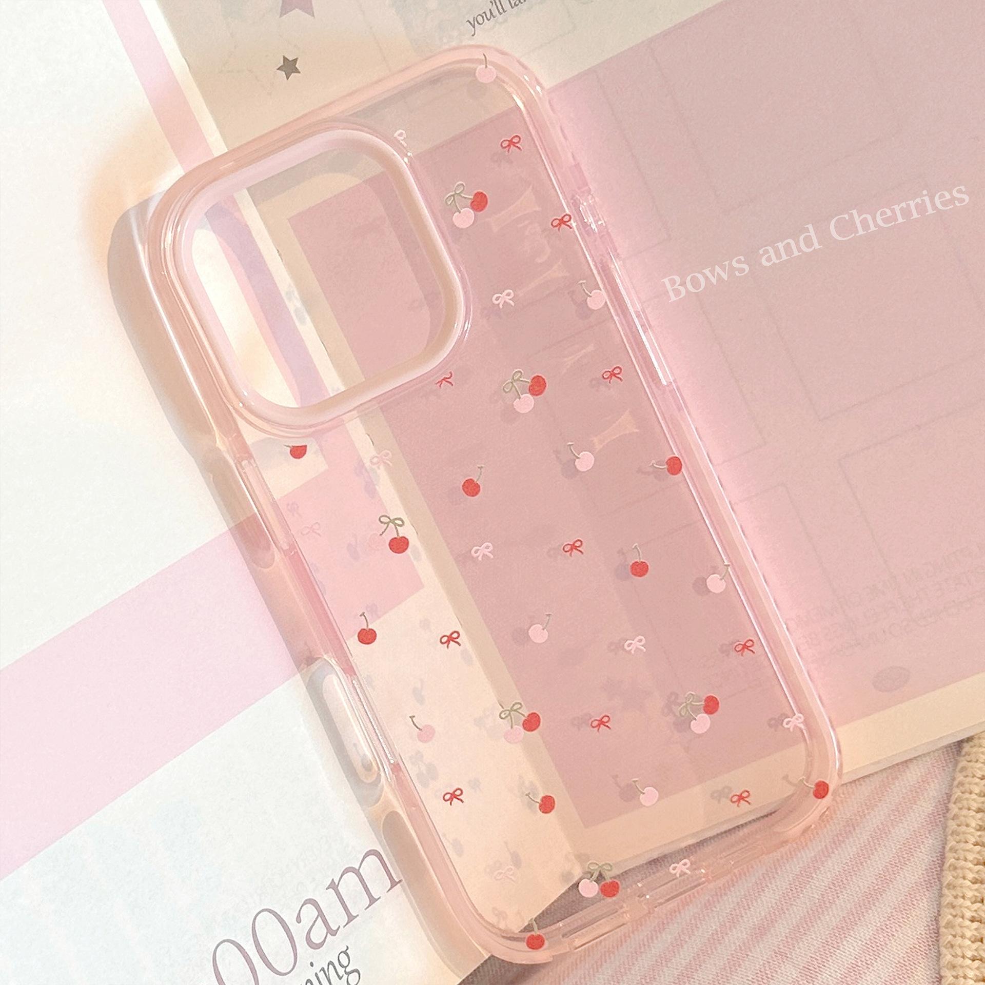 Sweet Cherry Clear Soft Silicone Case for iPhone 17 Pro Max 15 14 13 11