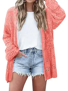 Women's Plain Cardigan, Casual Long Sleeve Cardigan for Summer, Fashion Women's Knitwear Clothing for Daily Wear, Tops