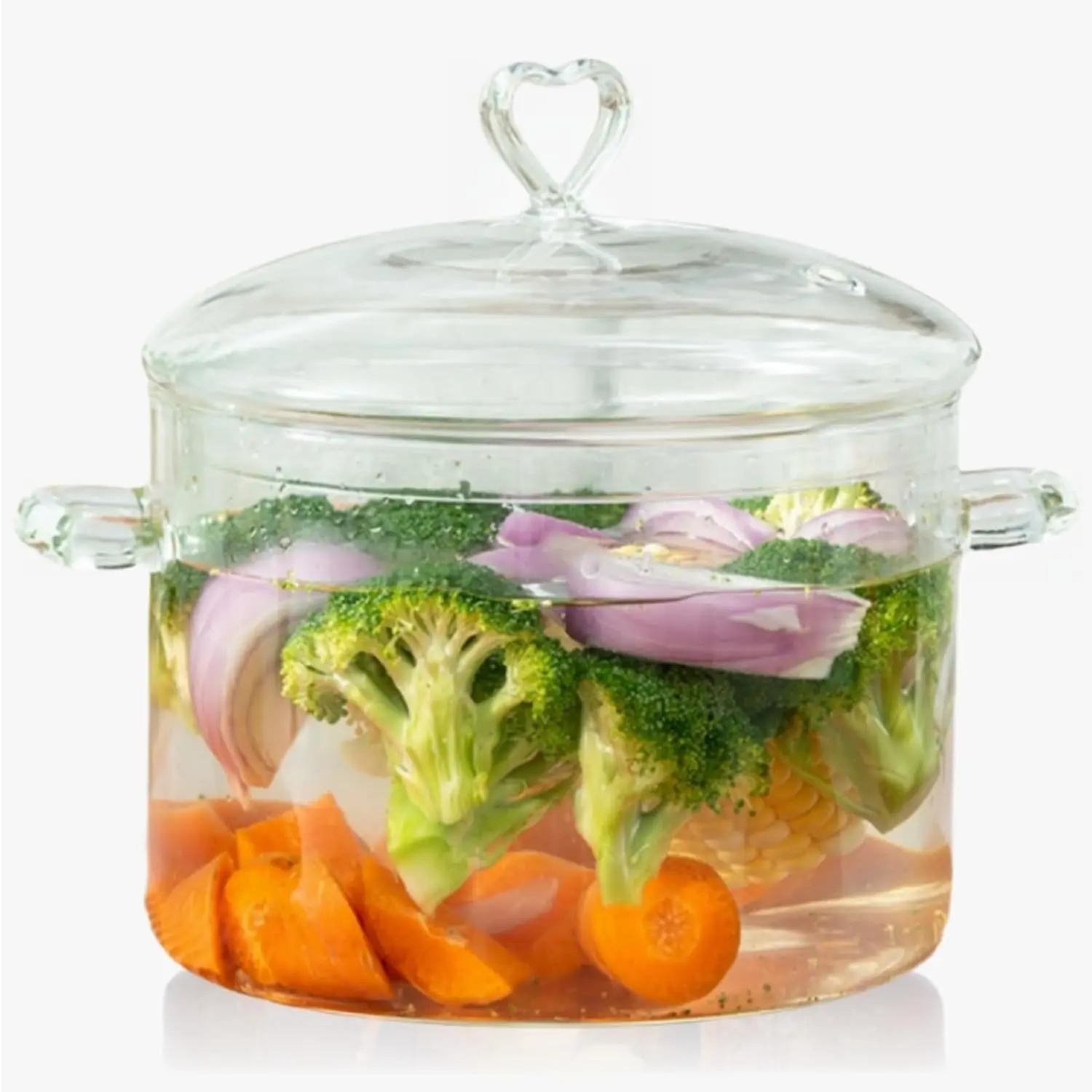 4L/4.2Qt 4000ml Glass Cooking Pot with Heart-shaped Lid, Heat Resistant, Easy to Clean, High Thermal Conductivity, Safe for Dishwasher, Oven, Gas & Electric Stove