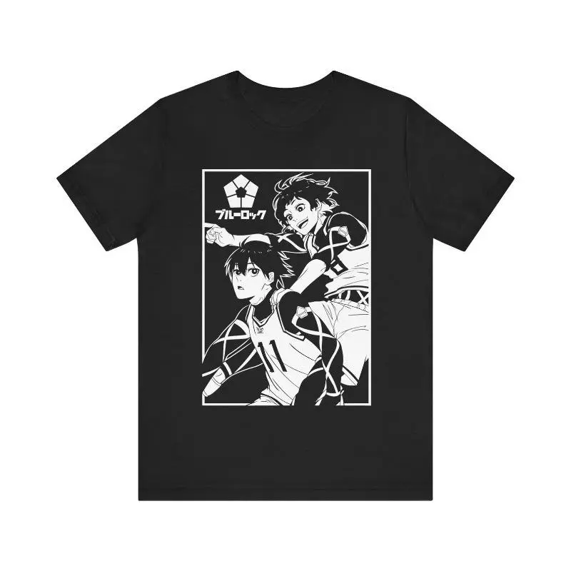 Blue Lock Anime Print Short-Sleeve Round Neck Graphic Tee - Casual Japanese Soccer Manga Streetwear Top for Otaku Fans, Casual Wear, S, Shortsleeve, Cartoon Print Tee, Japanese Manga