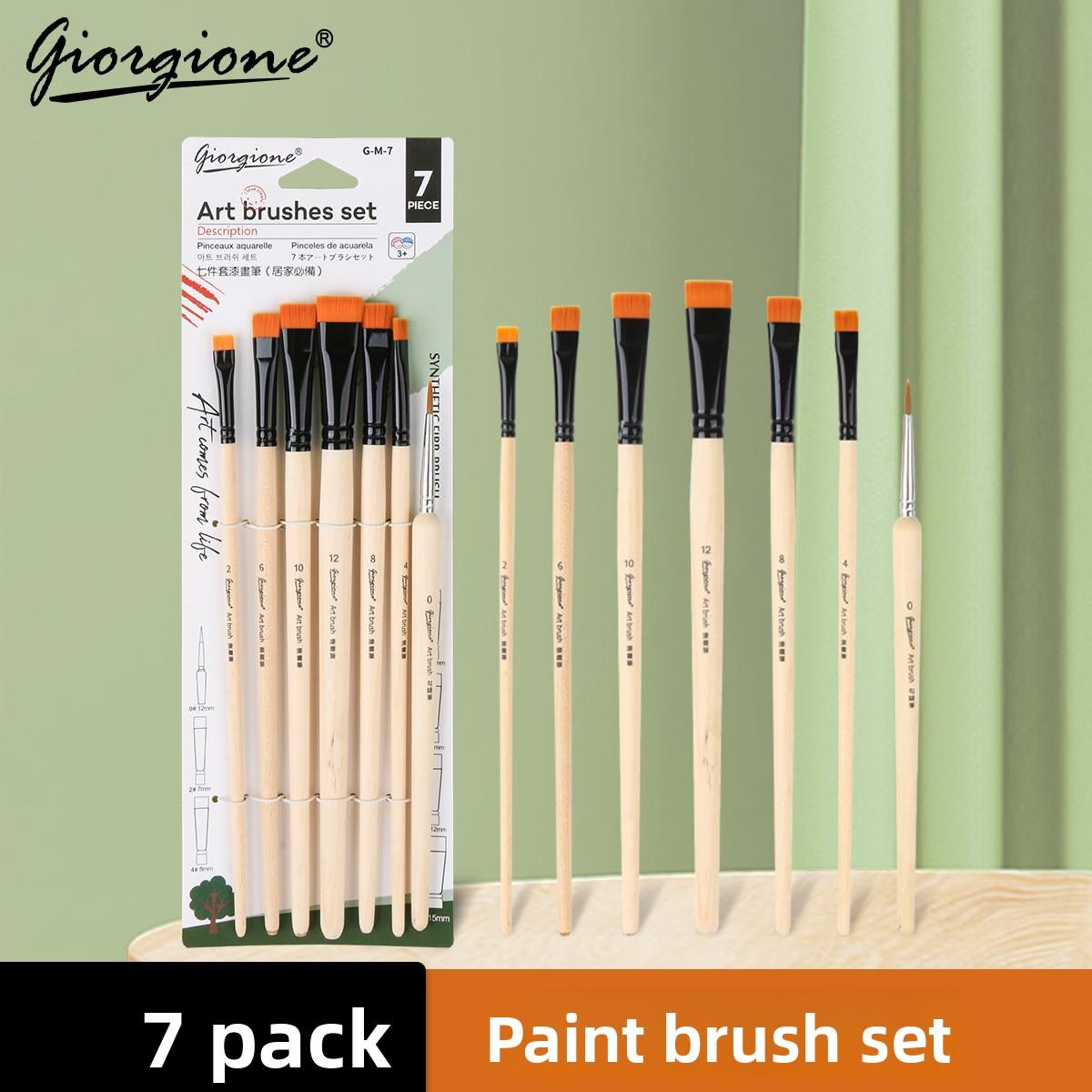 Art 7-Piece Flat Nylon Paint Brush Set for Acrylic Oil Lacquer Art - Kids & Artists - TikTok Viral Art Supplies