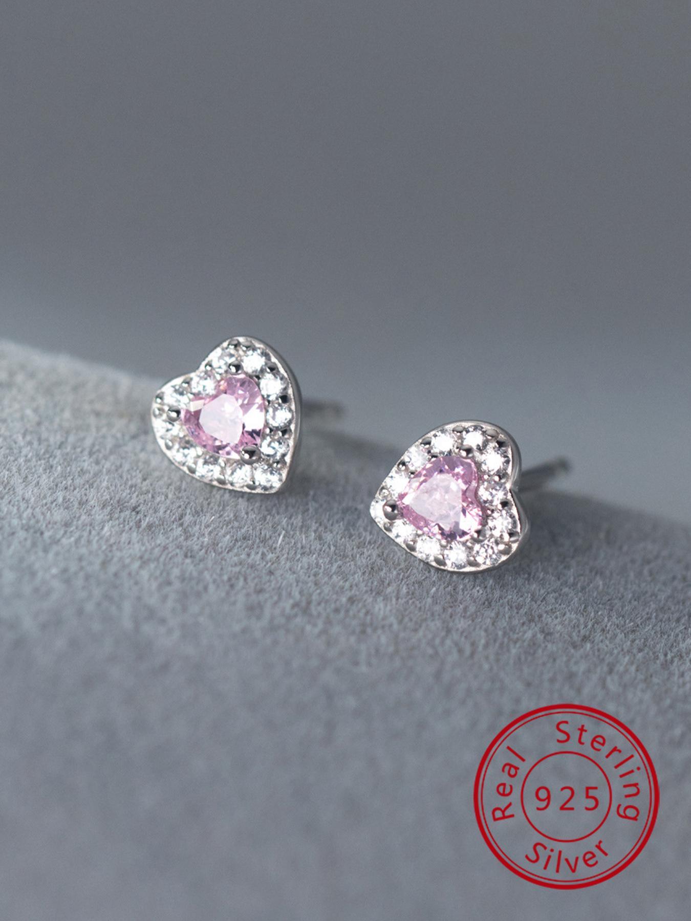 925 Sterling Silver Fashionable Heart Shaped Earrings, Elegant Jewelry for Women, Daily Clothing Decor, Trendy All-match Jewelry for Birthday Gift, Stud Earrings Jewelry