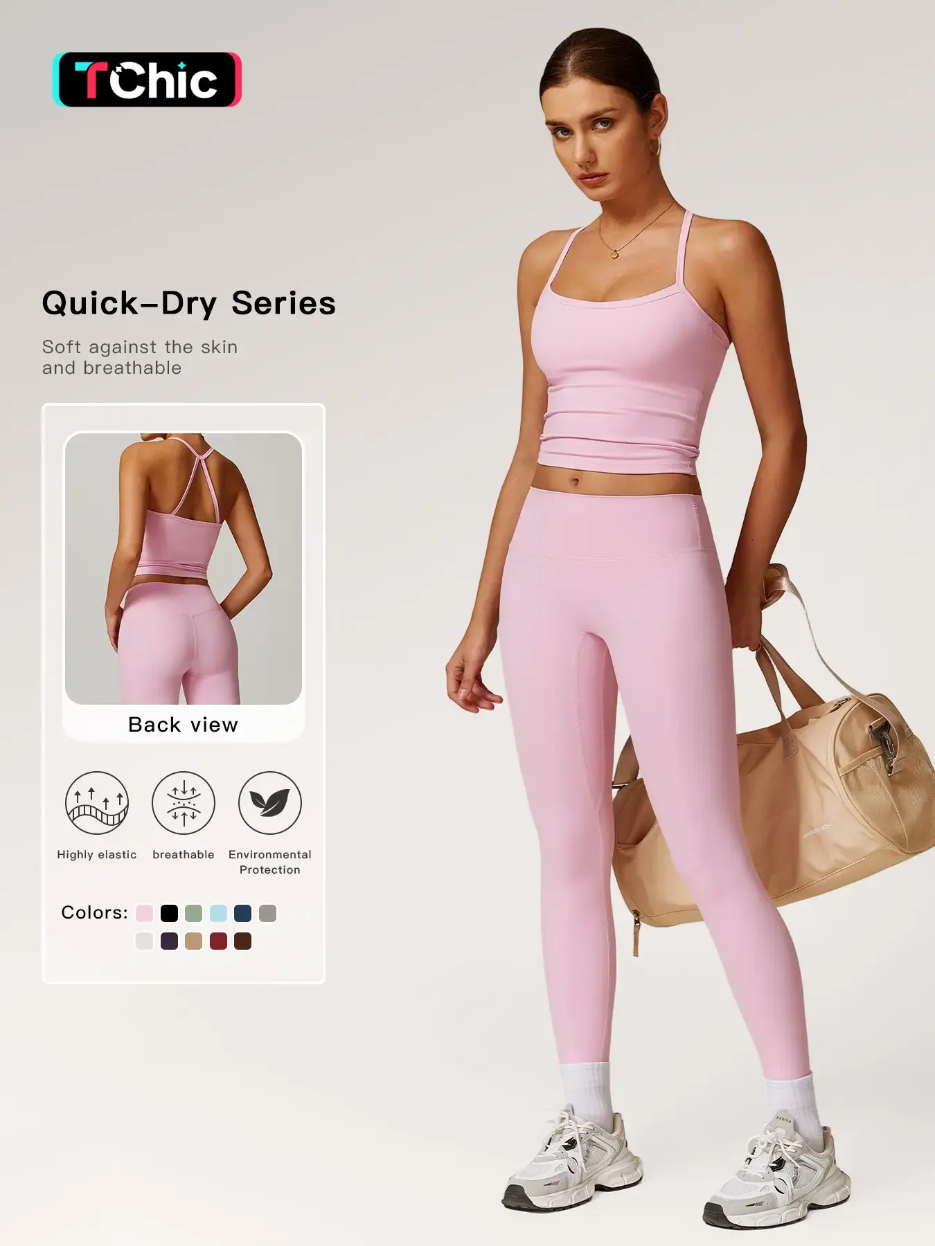Women's Solid Cut Out Backless Cami Top & High Waist Leggings Tracksuit Set, Sporty Comfy Breathable Outfits for Yoga Gym Workout Running, Valentine's Day Gift for Girl, Ladies Summer Elastic Breathable Sportswear, Sport Activewear