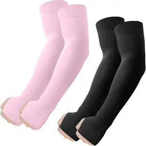 Unisex Cooling Arm Sleeves with Thumb Holes, UPF 50+ Sun Protection & Compression for Tattoo Cover Up, Sports, Driving