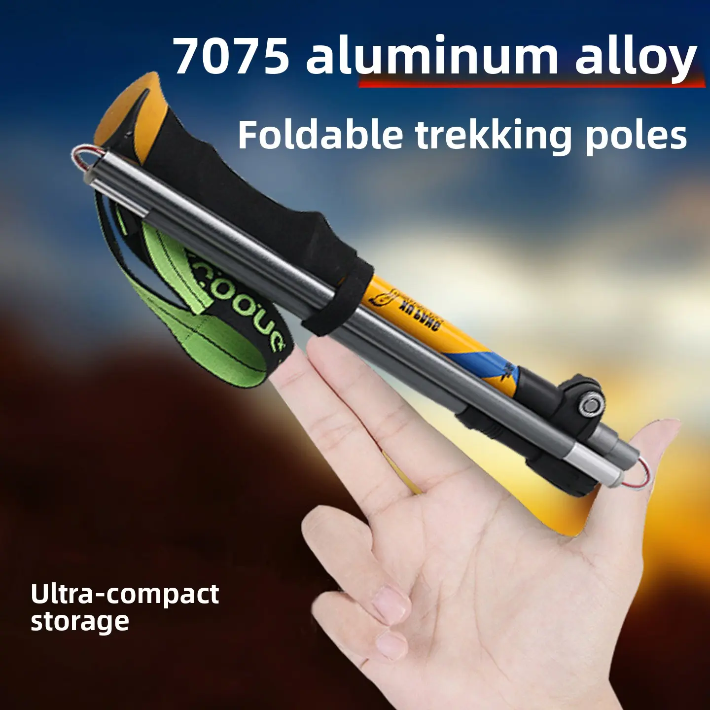 Ultra-Compact Foldable Trekking Poles, 7075 Aluminum Alloy, Collapses to 29 cm for Hiking & Travel, German Load Standards Certified, Resists Dents and Corrosion, Ultra-Compact Storage, Outdoor Journey