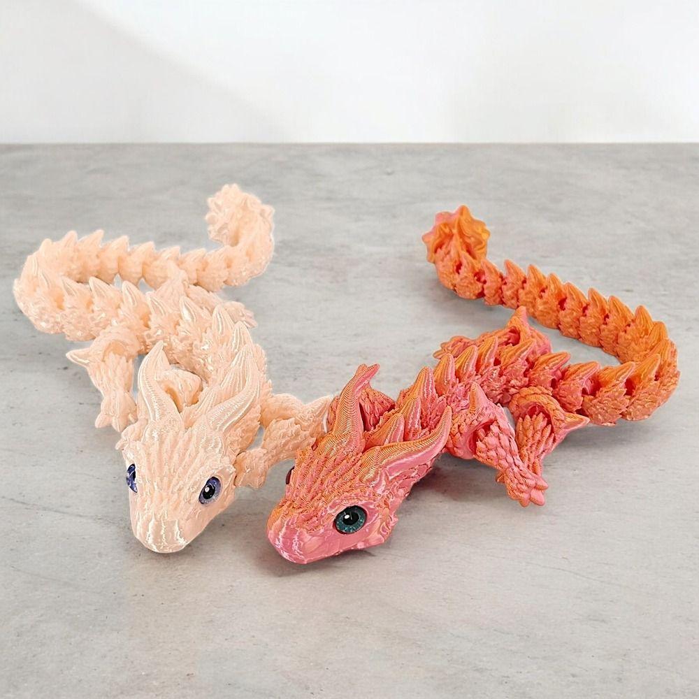 Simulated Eye 3D Printed Dragon All-in-one Molding Chinese Dragon 3D Printed Diceratops Dragon Rotatable Flexible