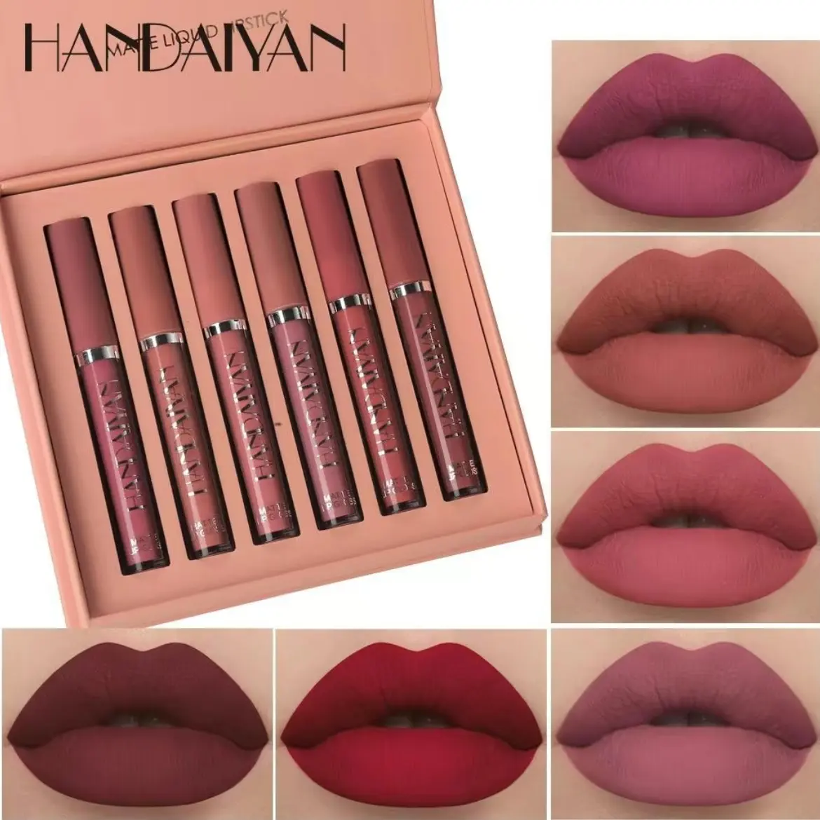 Long Lasting Matte Liquid Lipstick Set 6 Counts/set Smudge Proof Non Sticky Lip Gloss Set, Satin Texture Plumping Lip Glaze, Lip Tint Stain Cosmetic, Lip Makeup Kit, Lip Kit Sets, Lipstick Lipgloss, Matte Lipsticks