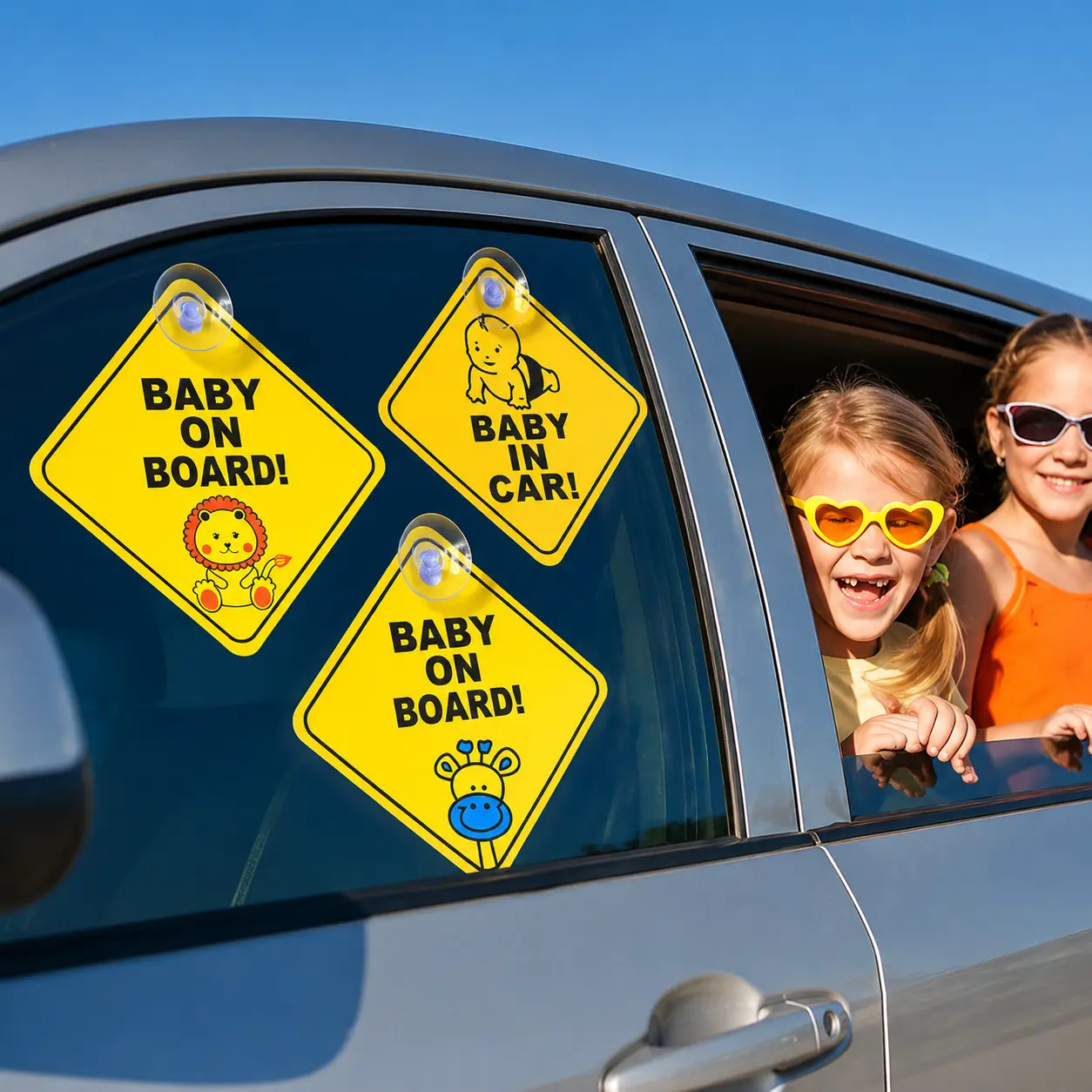 3Pack Baby on Board Reflective Magnetic Car Decals – 5x5 Inch Fade Resistant Safety Warning Bumper Stickers with Easy Repositioning, Alert Drivers to Precious Cargo & Deter Tailgating, Vehicle Exterior Accessories