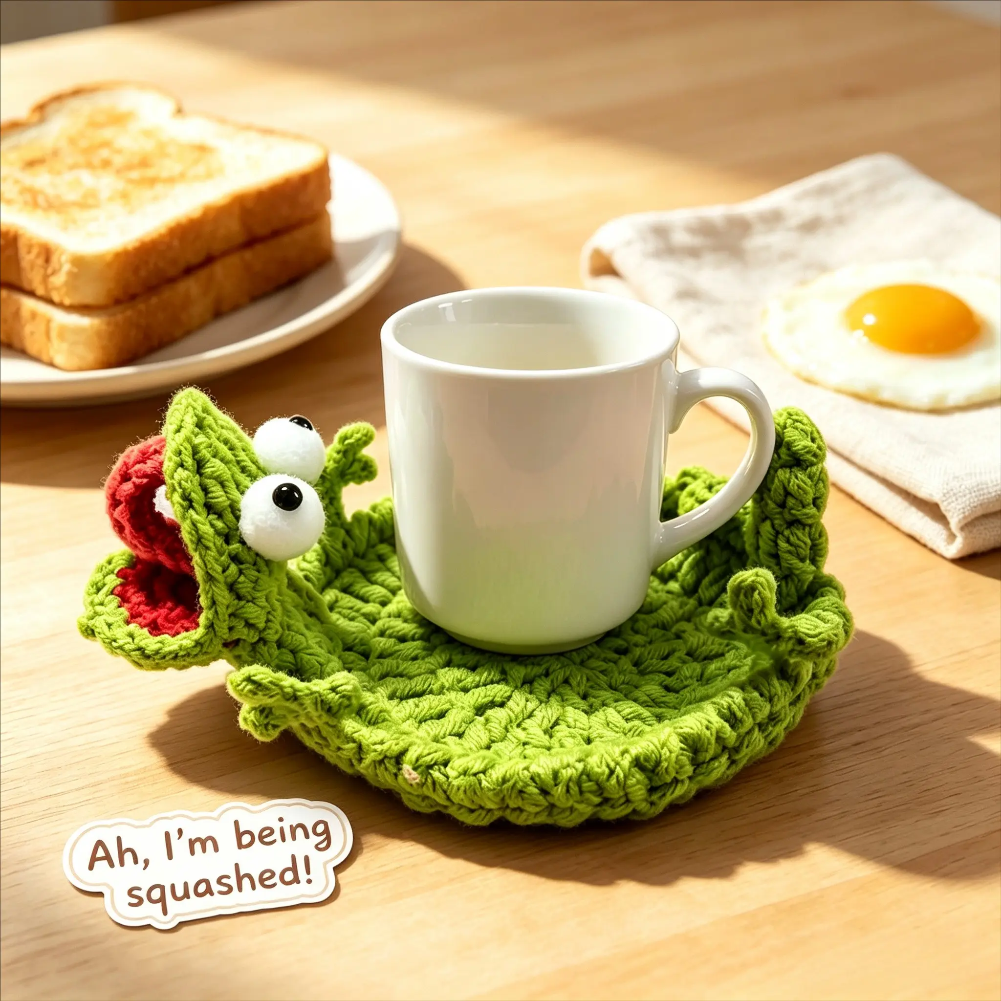 Crochet Lizard Cup Mat, Fun Small Lizard Cup Pad, Cute 3D Handmade DIY Funny Doll Animal Cup Mat, Creative Kitchen Accessory