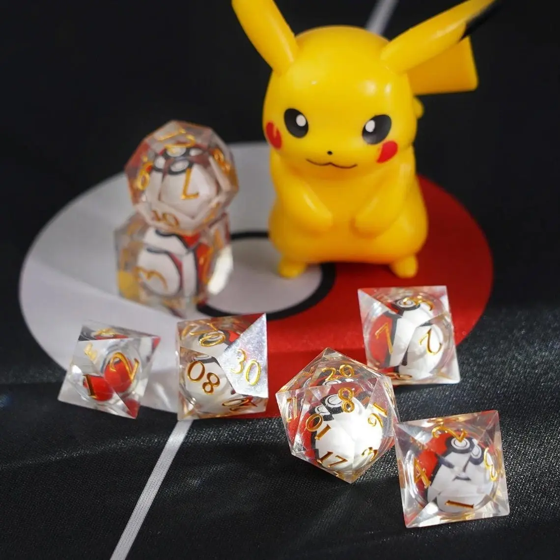 7 Transparent Rainbow Eye Liquid Core Dice Set, Silver Color Numbers, Smooth Wear-Resistant, Perfect for D&d, Coc, Mtg Tabletop Games, Dice Bulk