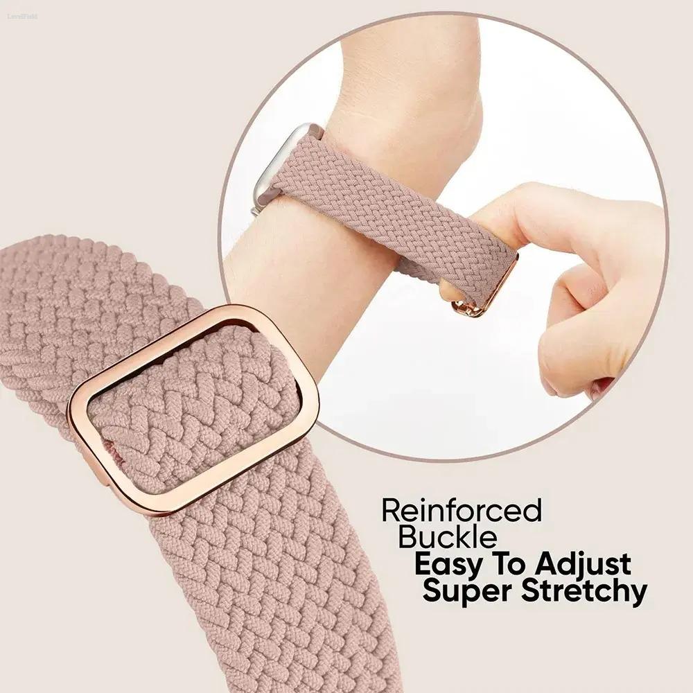 Braided Nylon Apple Watch Band for Women & Men Adjustable Stretchy Solo Loop Strap Soft Breathable Replacement for 38-49mm Ultra SE Series 3-9 Comfortable Fit Workout Daily Wear