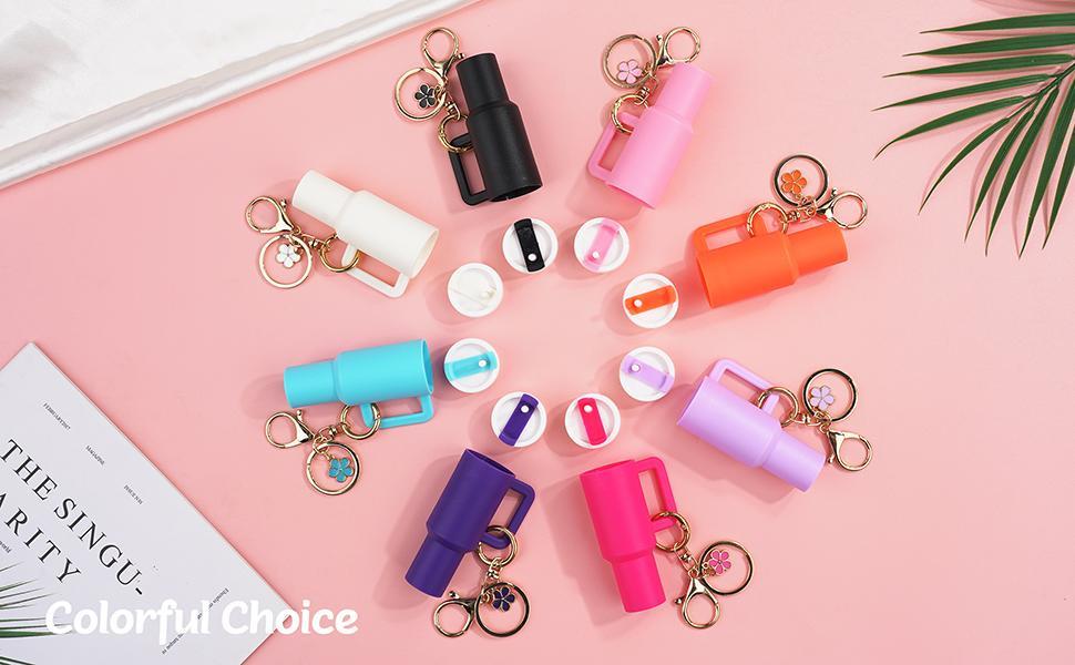 8 Pack Mini Tumbler Keychain for Stanley Cup Chapstick Holder for Women and Girls Cute Colorful