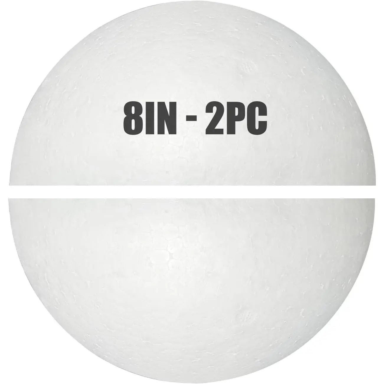 8-Inch Smooth Surface Pre-Cut Halves Styrofoam Balls (2PC, Large White Solid Round) for All Ages DIY Crafts, Home & School Use