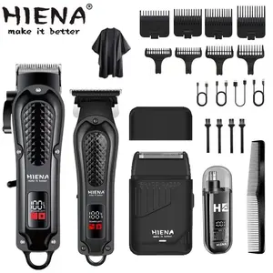 HIENA Men's Professional Haircut Set: Men's LED Display Professional Hair Clipper, Beard Trimmer, Cordless Dedicated Nose Hair Trimmer, Electric Shaver with Limit Comb, Father's Day Gift