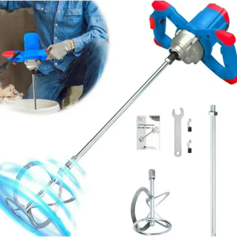 Concrete mixer, 2100W electric concrete mixer, featuring 6-speed adjustment, 110V handheld mortar mixer, suitable for mixing mortar, paint, sealant, plaster, thin-layer adhesive, and feed