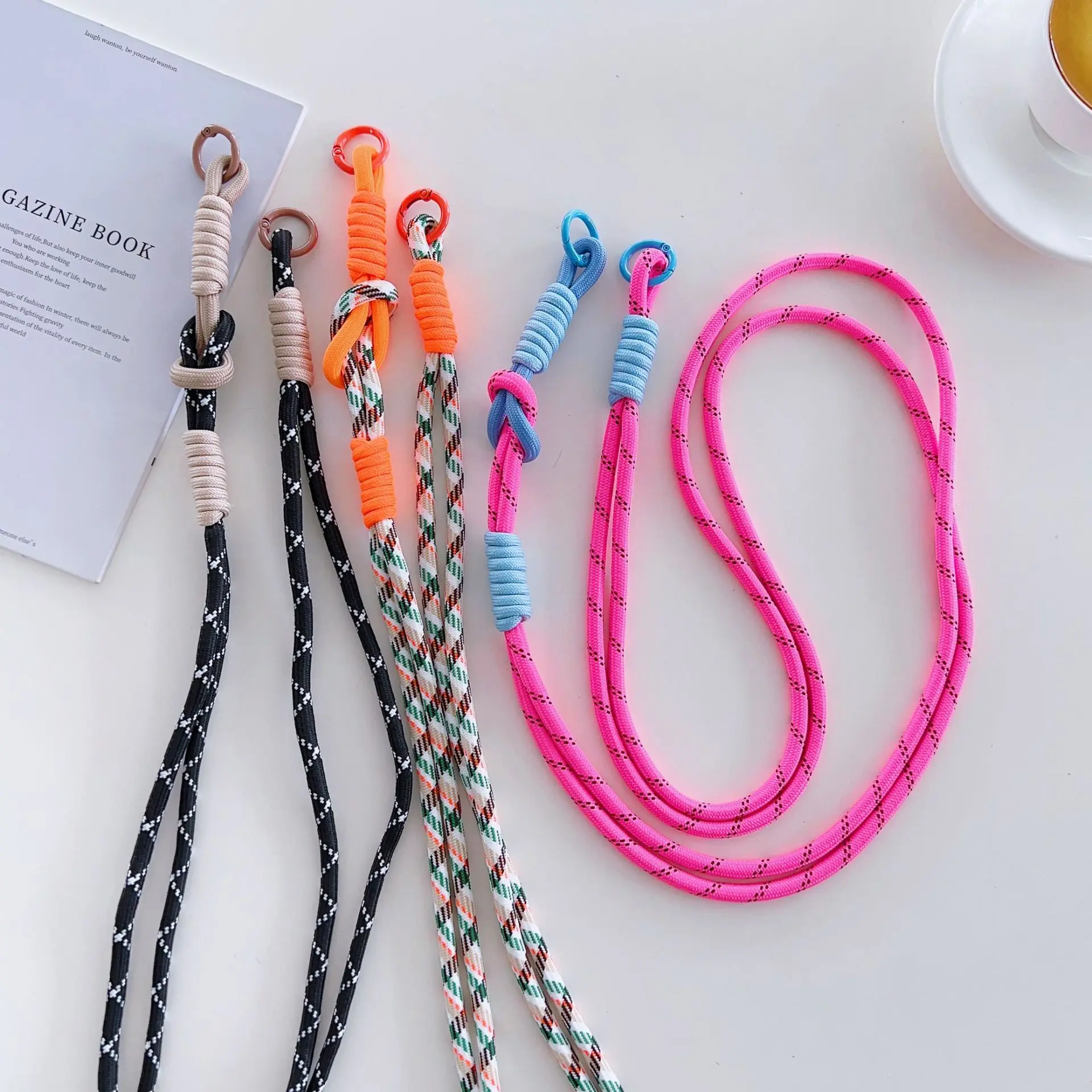 2026 Viral 2nd Gen Dopamine Long Crossbody Lanyard with Acrylic Phone Back Clip, Universal Detachable Messenger Phone Clip Strap
