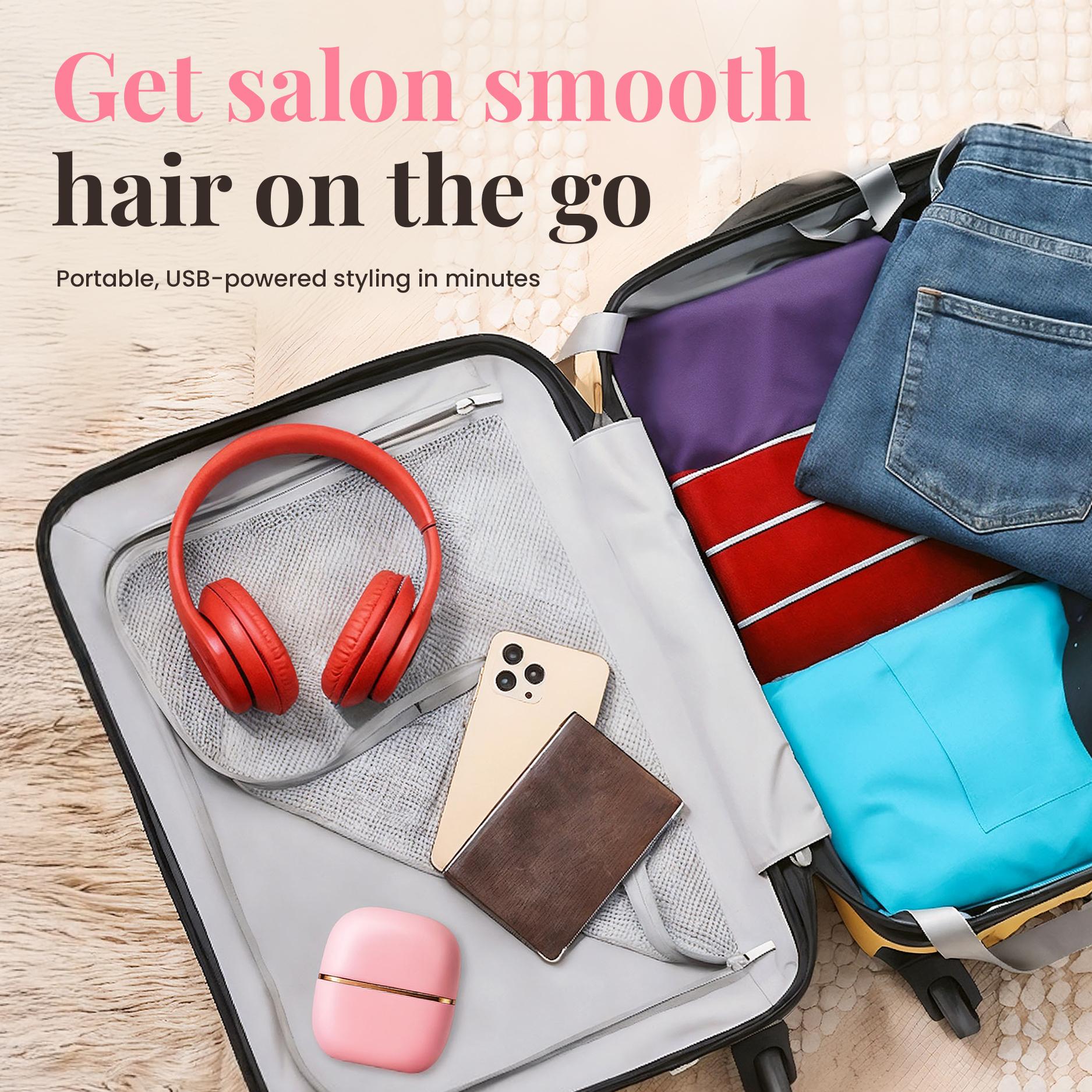 Mini Cordless Hair Straightener, Portable 2-in-1 Heated Comb & Iron, USB-C Rechargeable, Travel-Friendly Styling Tool, Multifunctional Hair Styler For Travel & Home Anti-Frizz Brush Pink Mini Cordless Hair Straightener, Portable 2-in-1 Heated Comb & Iron, USB-C Rechargeable, Travel-Friendly Styling Tool, Multifunctional Hair Styler For Travel & Home Anti-Frizz Brush Pink