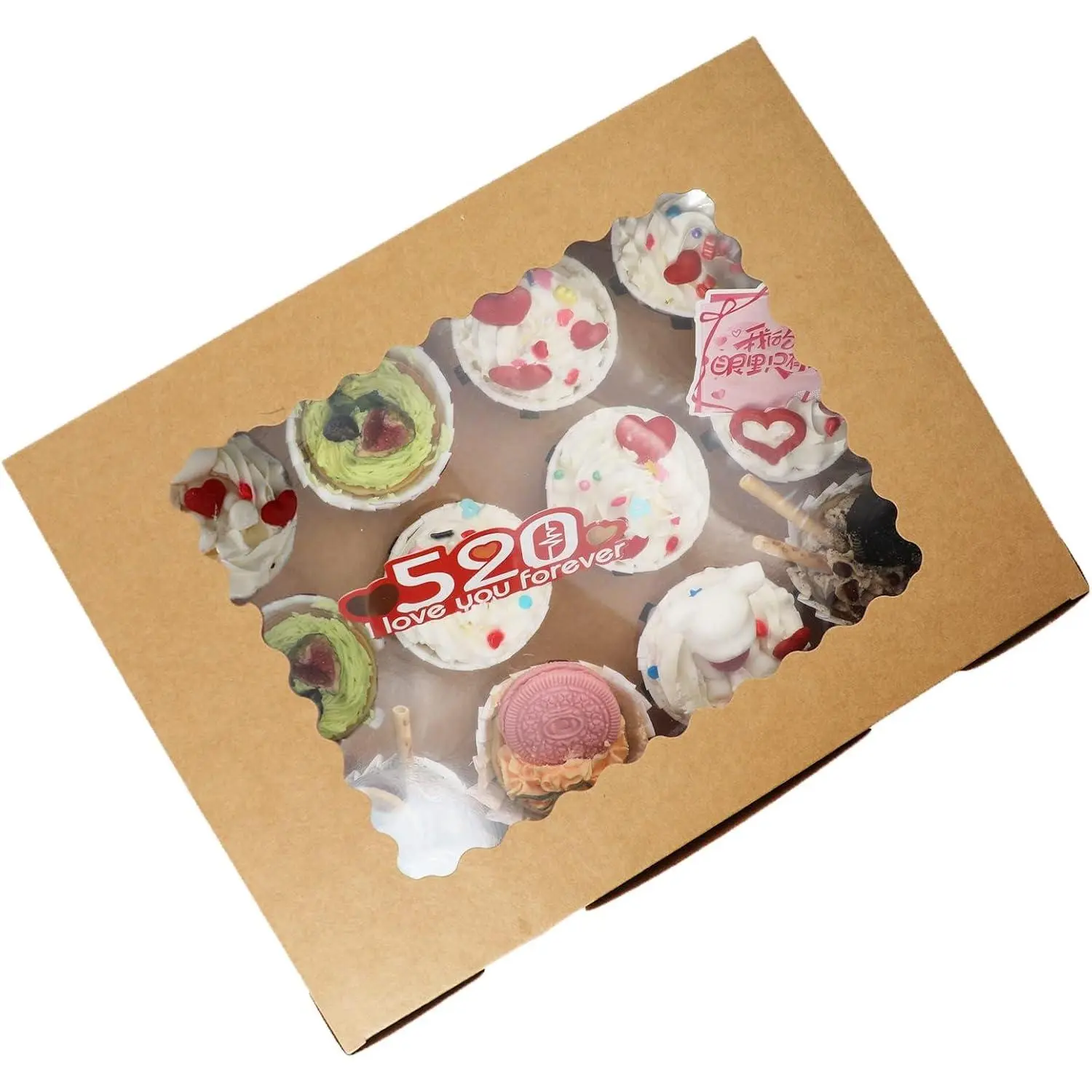 3-Set Cupcake Boxes Bulk with Clear Display Window Hold 12 Standard Cupcakes, Disposable  Grade Brown Cupcake Carrier Cupcake Container,  for Cupcakes Muffins Cookies Pastries