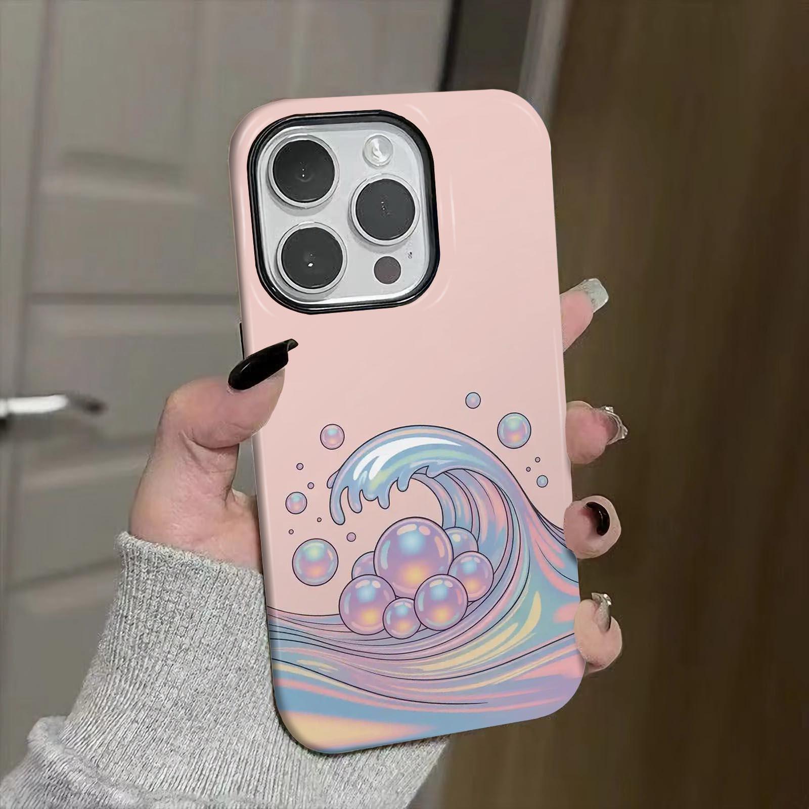 Wave, bubbles, pastel Soft And Hard Two-In-One Film Printed Full Pattern Case For IPhone 16 15 14 13 1211 Pro Max Plus Phone Case