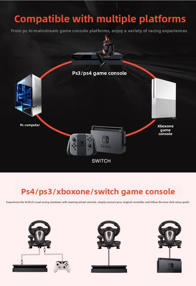 Ultimate Racing Experience!PXN-V3PRO Steering Wheel, Multi-System Support + One-Click Mode Switch, Dual Vibration + Stable Mount Set Complete