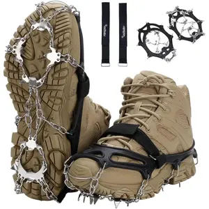 Upgraded 19-Spike Crampons, Ice Snow Traction Cleats System for Safe Walking, Hiking on Snow and Ice