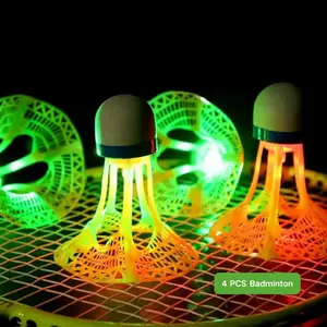 4 Pcs Windproof Glow-In-The-Dark Nylon Badminton, High Elasticity Durable, Indoor/outdoor Night Use, Wear-Resistant
