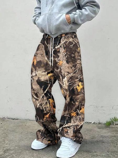 Men's Camo Tree Print Pants, Street Fashion Casual Loose Trousers for Daily Wear, Men's Bottoms for Summer