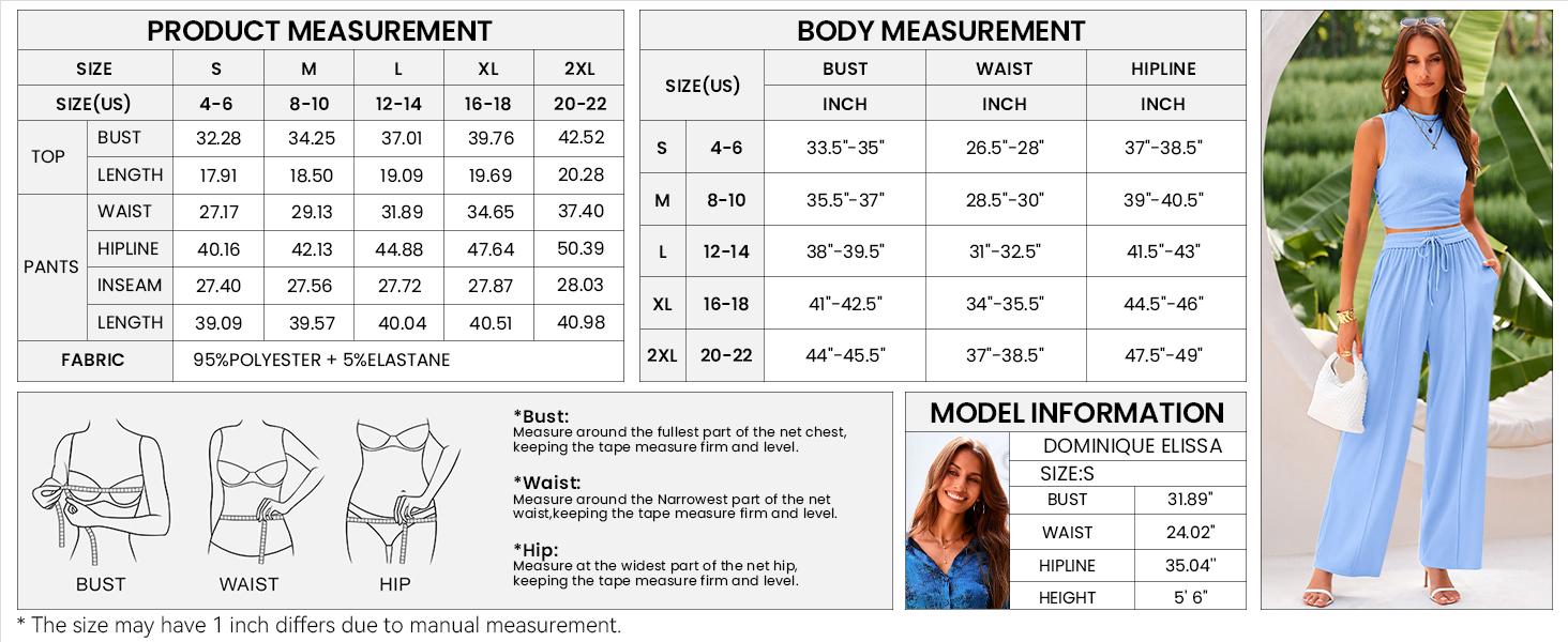 Summer Outfits For Women 2026 Cropped Sleeveless Tank Tops Wide Leg Pants 2 Piece Sets Beach Lounge Set Clothing