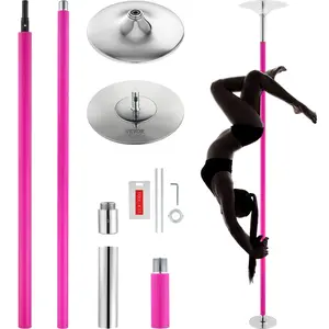 Fathersdaygift VEVOR Professional Dancing Pole, Spinning Static Dancing Pole Kit, Portable Removable Pole, 40mm Heavy-Duty Stainless Steel Pole, Height Adjustable Fitness Pole, for Exercise Home Club Gym, Pink