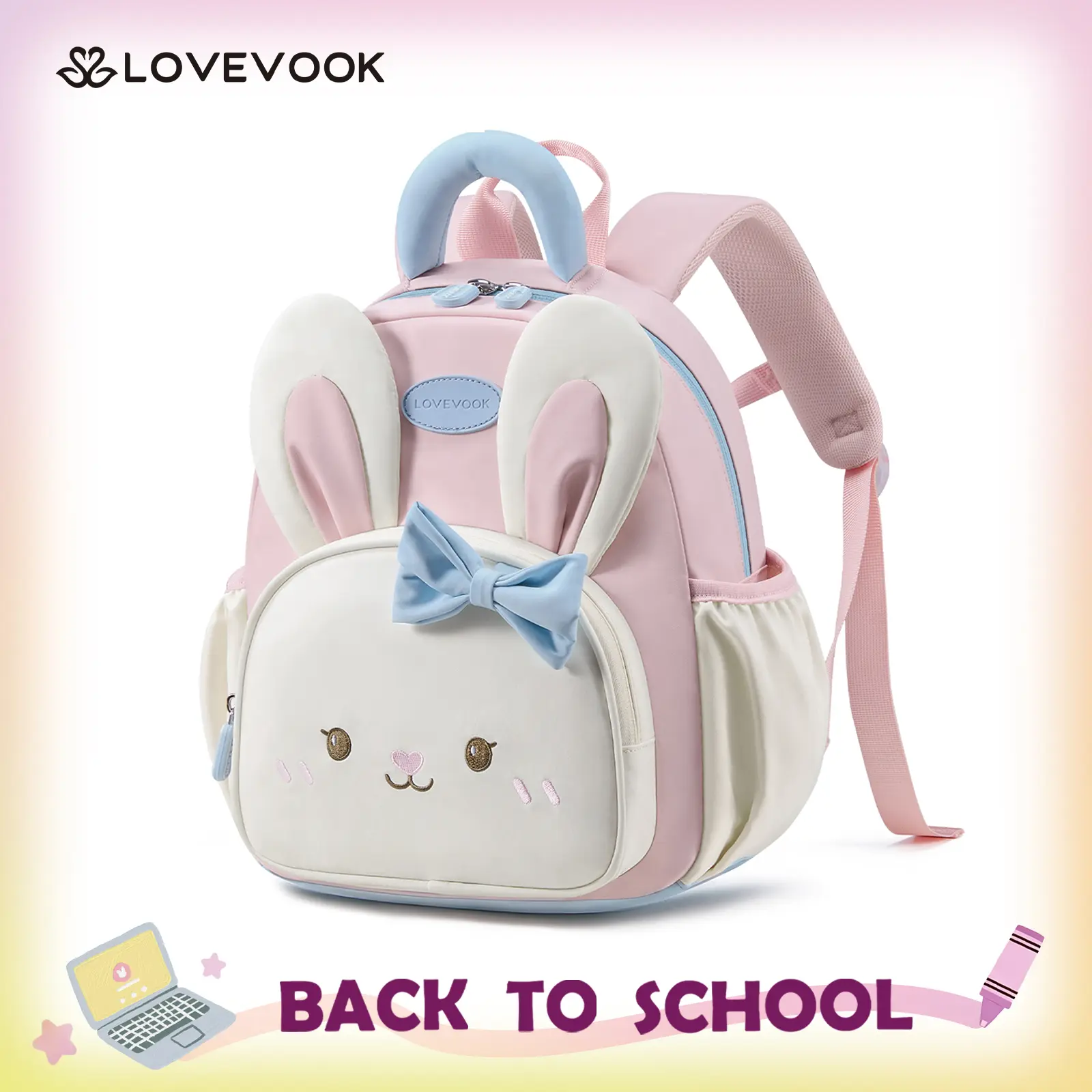LOVEVOOK Toddler Backpack for Girls 3-5, Preschool Backpack for Little Girl Boy, Small Toddler Bookbag for School, Birthday Gift, Kindergarten Elementary Kids Backpack，TikTokShopBackToSchool