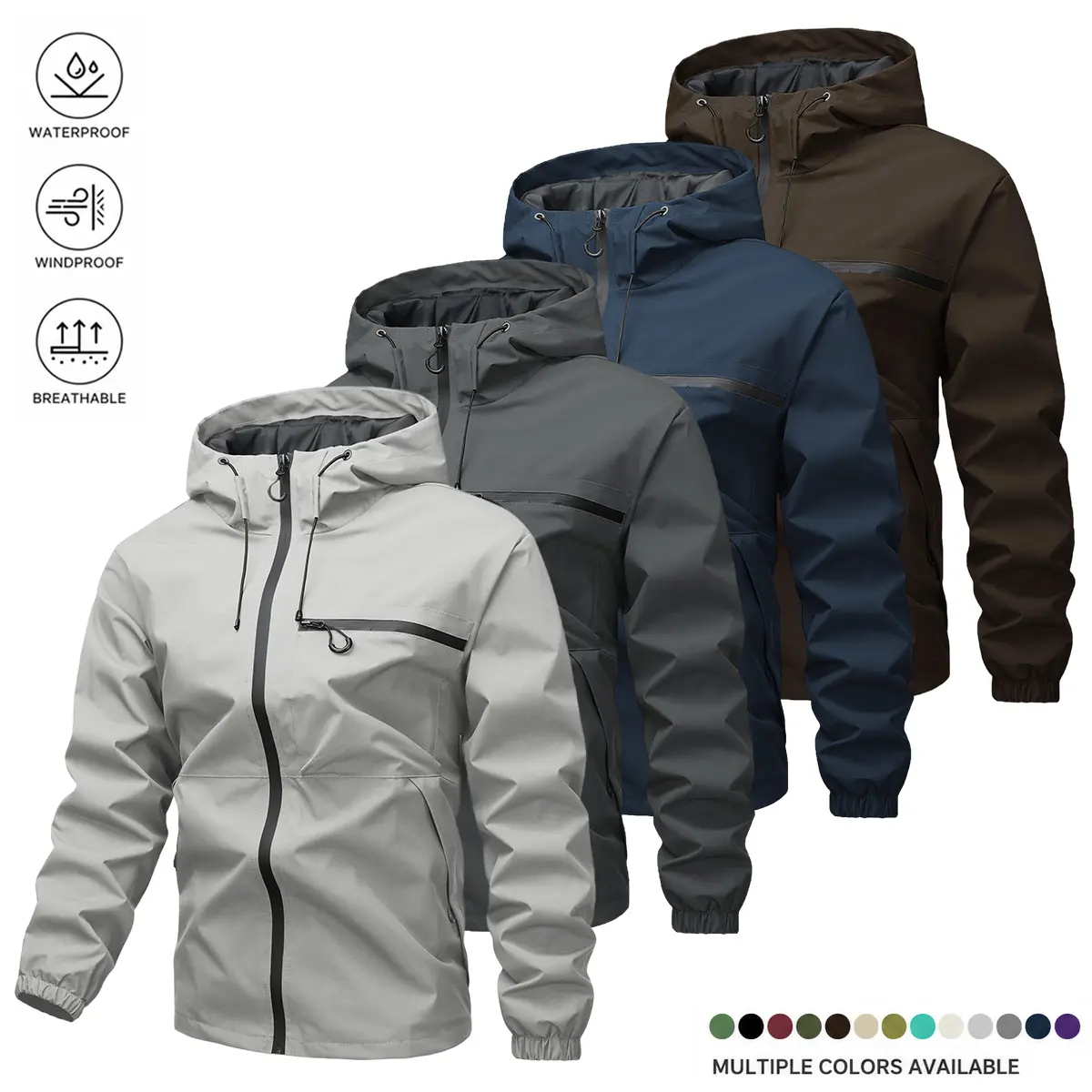 Men’s Outdoor Hiking Hooded Jacket – Waterproof, Windproof, Wear-Resistant, Multi-Color Options, Mountaineering Functional Hardshell Jacket