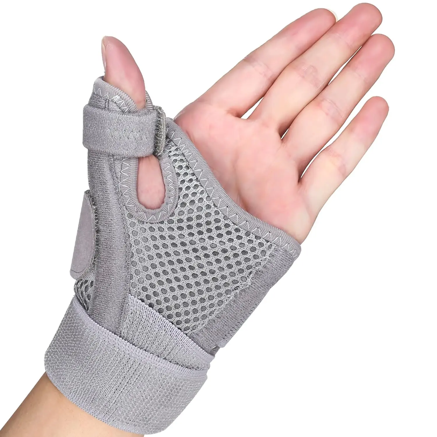 Thumb Support for Left or Right Hand Adjustable Thumb Splint for Arthritis Pain And Support Wrist and Thumb Brace for Arthritis, Tendonitis, Carpal Tunnel Pain Relief and Thumb Sprain (Gray)