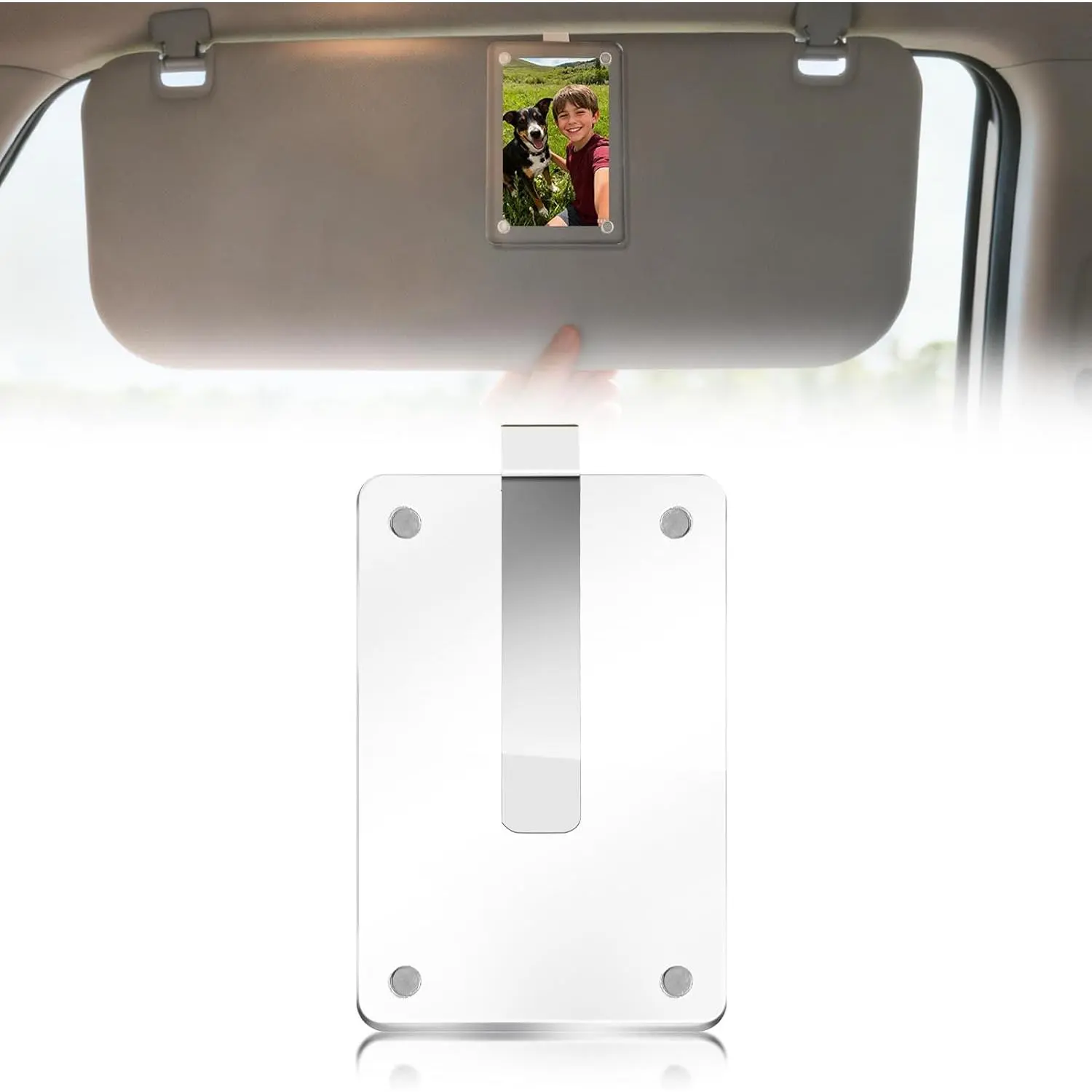 3.5'' x 2.4'' Car Visor Picture Holder with Secure Clip - Synthetic Photo Frame, Family Memories Decor Accessory, Fathers Day Gift for Men, 1 Pack