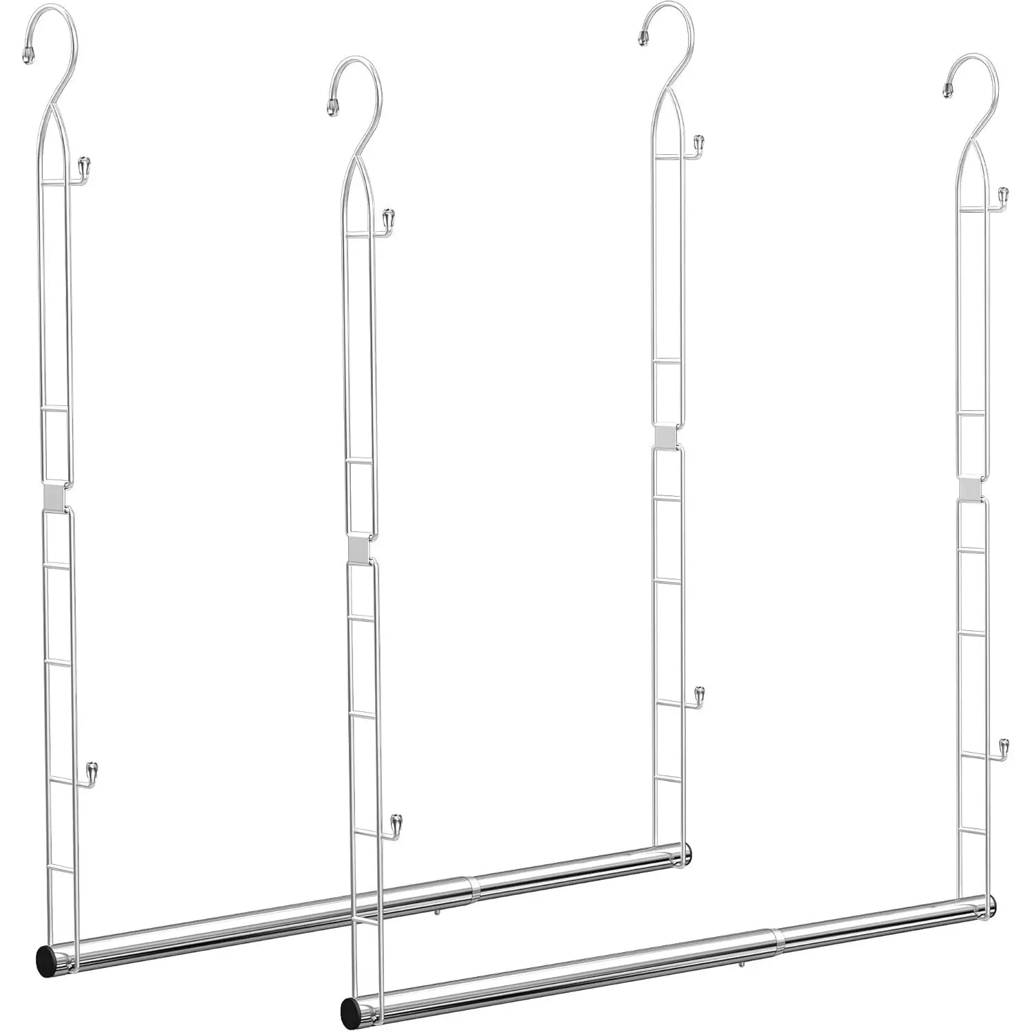 Stainless Steel Hanging Closet Rod, 2 Pack Adjustable Height & Width Closet Rod Extender, Space-Saving Closet Hanging Storage Organizer, Load up to 88LB